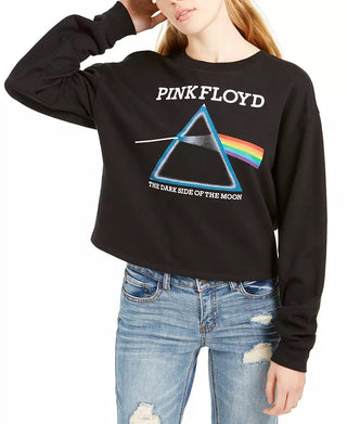 Love Tribe Junior's Pink Floyd Cropped Graphic Sweatshirt Black Size Large