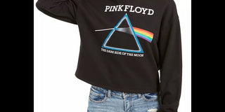 Love Tribe Junior's Pink Floyd Cropped Graphic Sweatshirt Black Size Large