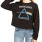 Love Tribe Junior's Pink Floyd Cropped Graphic Sweatshirt Black Size Medium