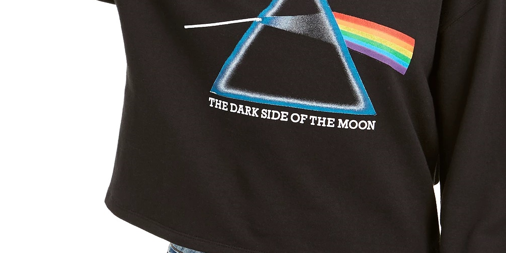 Love Tribe Junior's Pink Floyd Cropped Graphic Sweatshirt Black Size Medium