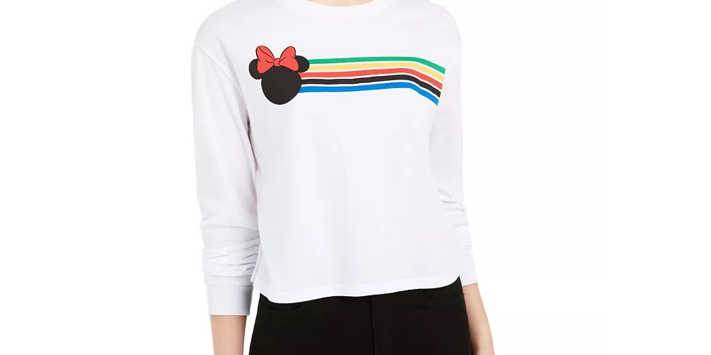 Disney Juniors' Graphic-Print Long-Sleeve T-Shirt White Size Large