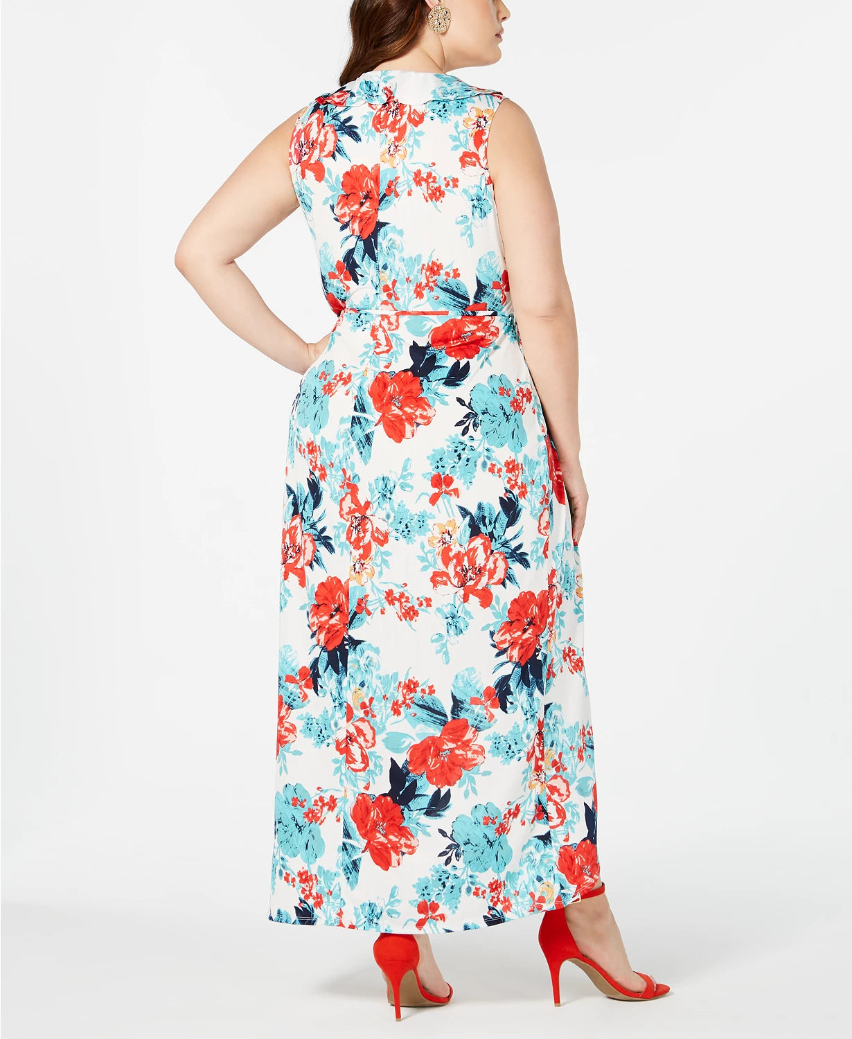Love Squared Women's Trendy Plus Size Printed High Low Maxi Dress Red Size 3X