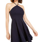 Sequin Hearts Junior's Sequined Lace Back Scuba Dress Navy Size 1