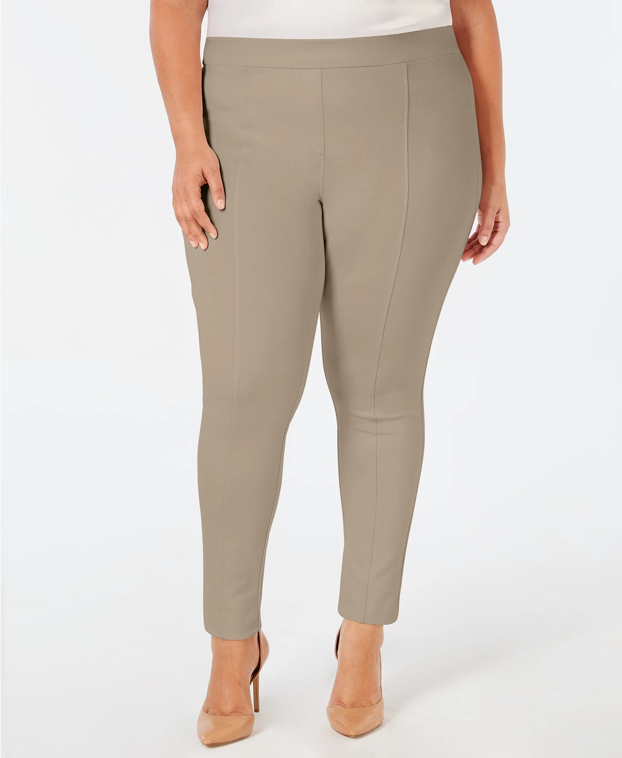 Style & Co Women's Plus Size Seamed Ponte Leggings Brown Size 24