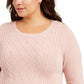 Charter Club Women's Plus Size Cable-Knit Sweater Pink Size Extra Large