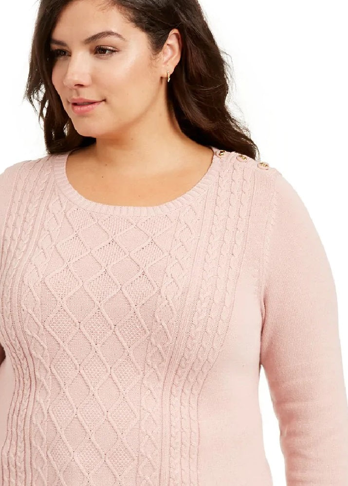 Charter Club Women's Plus Size Cable-Knit Sweater Pink Size Extra Large