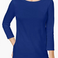 Charter Club Women's Pima Cotton Button Shoulder Top Medium Blue Size Petite Small