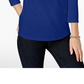 Charter Club Women's Pima Cotton Button Shoulder Top Medium Blue Size Petite Small