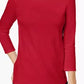 Charter Club Women's Pima Cotton Button Shoulder Top Bright Red Size Petite Small