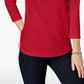 Charter Club Women's Pima Cotton Button Shoulder Top Bright Red Size Petite Small