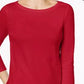 Charter Club Women's Pima Cotton Button Shoulder Top Bright Red Size Petite Small