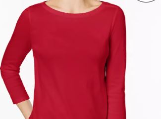 Charter Club Women's Pima Cotton Button Shoulder Top Bright Red Size Petite Small