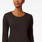 Charter Club Women's Pima Cotton Long-Sleeve Top Black Size Medium