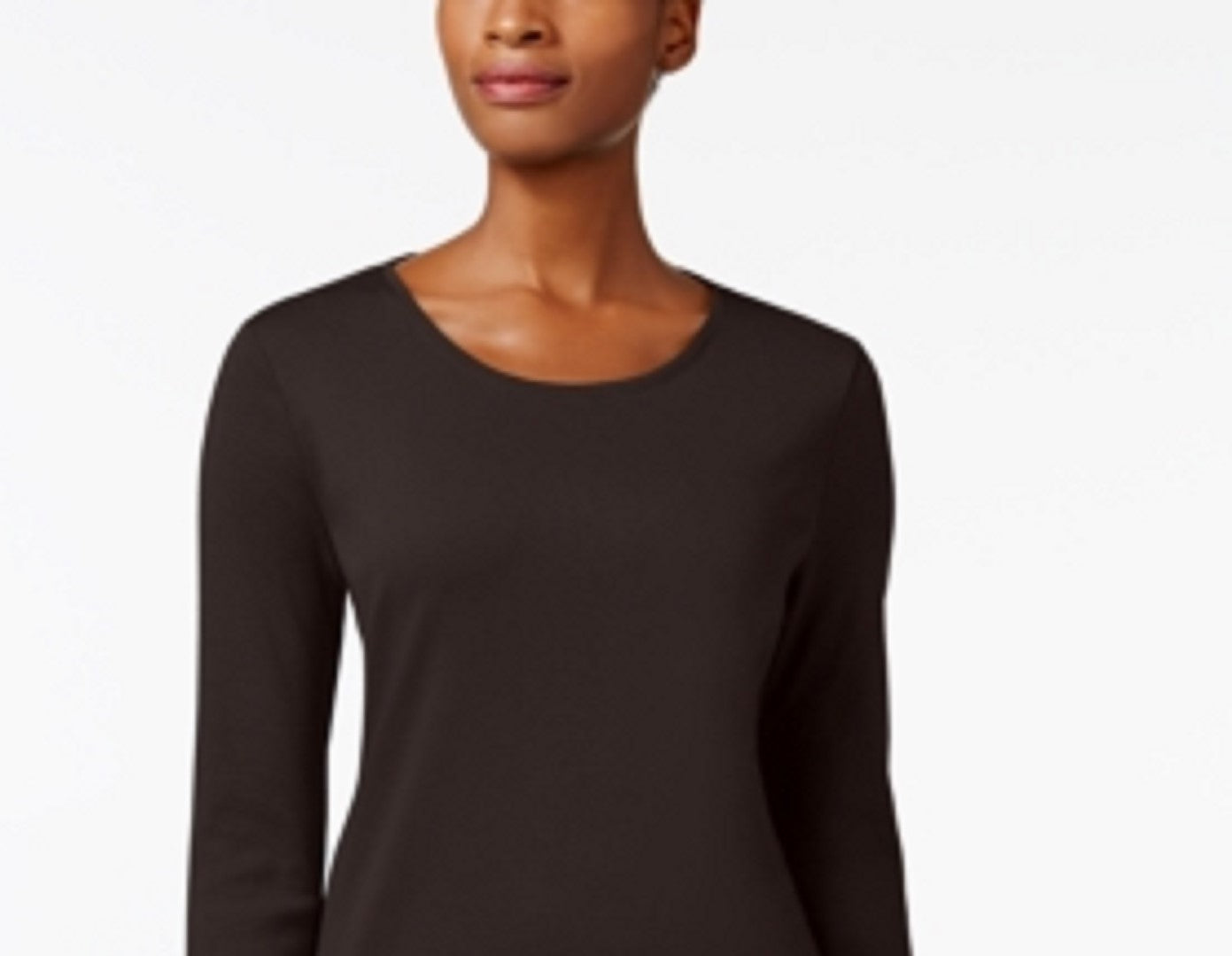 Charter Club Women's Pima Cotton Long-Sleeve Top Black Size Medium