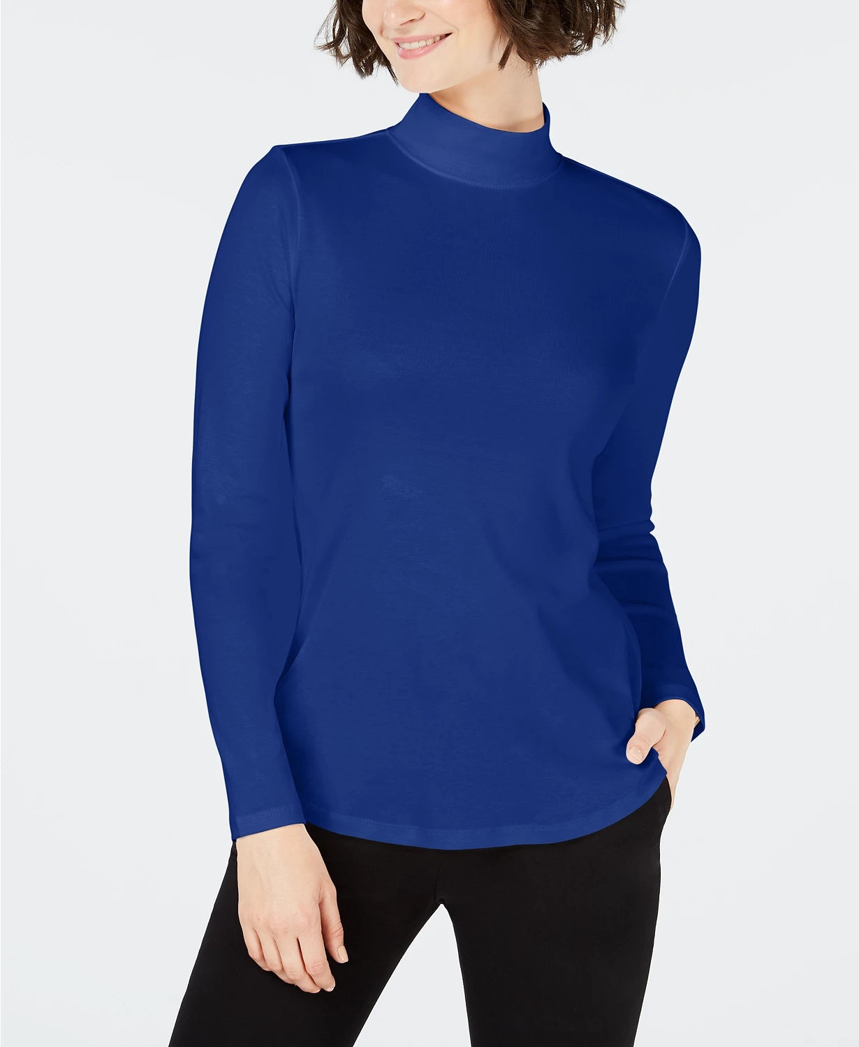 Charter Club Women's Cotton Mock Neck Top Blue Size XX-Large