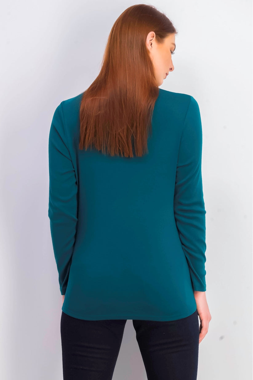 Charter Club Women's Cotton Mock-Neck Top Dark Green Size Extra Large