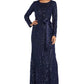 R & M Richards Women's Sequined Open Back Gown Navy Size 8 Pettite