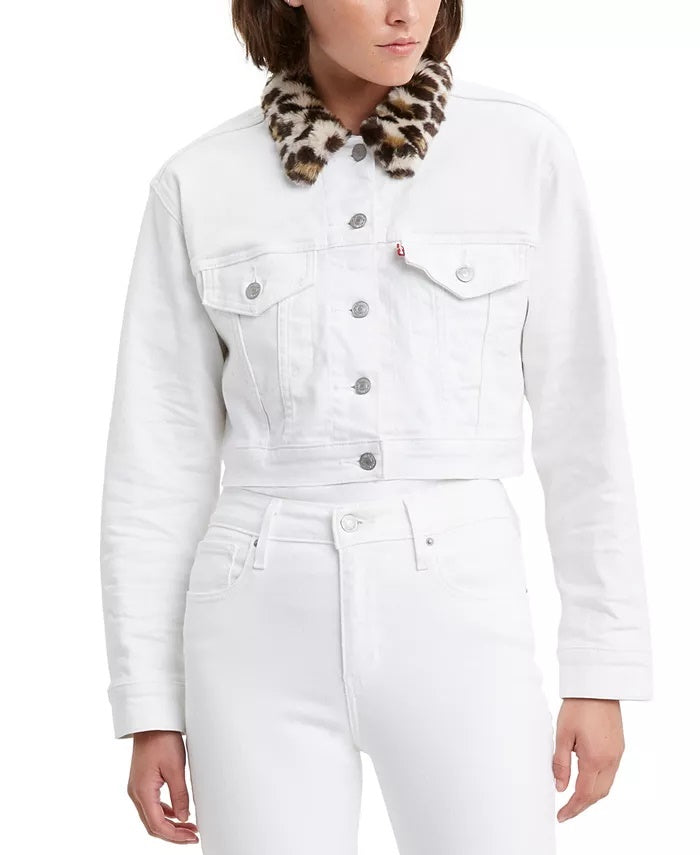 Levi's Women's Limited Cropped Denim Trucker Jacket White Size Small