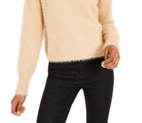 Sun + Moon Women's Fuzzy Mockneck Sweater Brown Size Medium