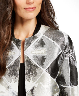 Anne Klein Women's Metallic Open-Front Jacket Gray Size X-Large