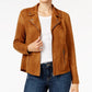 Style & Co Women's Faux-Suede Moto Jacket Brown Size X-Large