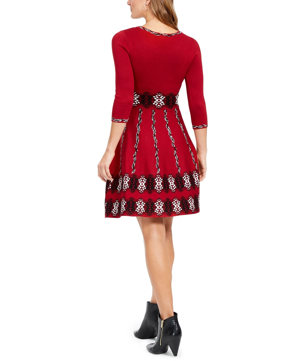 Taylor Women's Printed Sweater Dress Medium Red Size Large