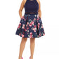 B Darlin Women's Trendy Plus Size Illusion Floral-Print Fit & Flare Dress Navy Size 20