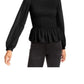 LEYDEN Women's Smocked Peplum Blouse Black Size Small