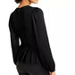 LEYDEN Women's Smocked Peplum Blouse Black Size Small