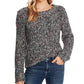 Cece Women's Long Sleeve Multicolor Crew Neck Sweater Rich Black Grey Size Medium