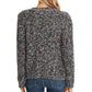 Cece Women's Long Sleeve Multicolor Crew Neck Sweater Rich Black Grey Size Medium