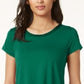 Alfani Women's Satin-Trim High-Low T-Shirt Dark Green Size Petite Medium