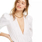 Danielle Bernstein Women's Deep V Neck Bodysuit White Size X-Small