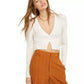 Danielle Bernstein Women's Puff Sleeve Cardigan Natural Size Medium
