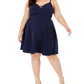 City Studios Women's Trendy Plus Size Sweetheart Dress Navy Size Small Petite
