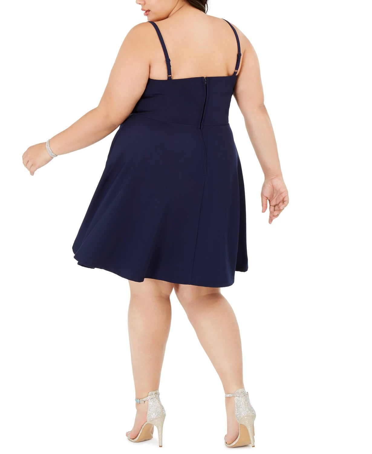 City Studios Women's Trendy Plus Size Sweetheart Dress Navy Size Small Petite
