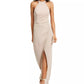 City Studios Juniors' Shimmer Halter Gown Silver Size 13