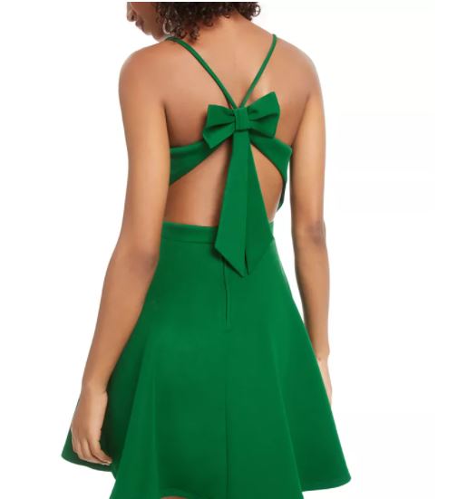 City Studios Junior's Bow Back Fit & Flare Dress Medium Green Size 15