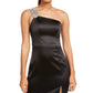 Sequin Hearts Juniors' Embellished One-Shoulder Satin Dress Black Size 7