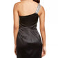 Sequin Hearts Junior's Embellished One Shoulder Satin Dress Black Size 0