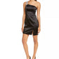 Sequin Hearts Junior's Embellished One Shoulder Satin Dress Black Size 0