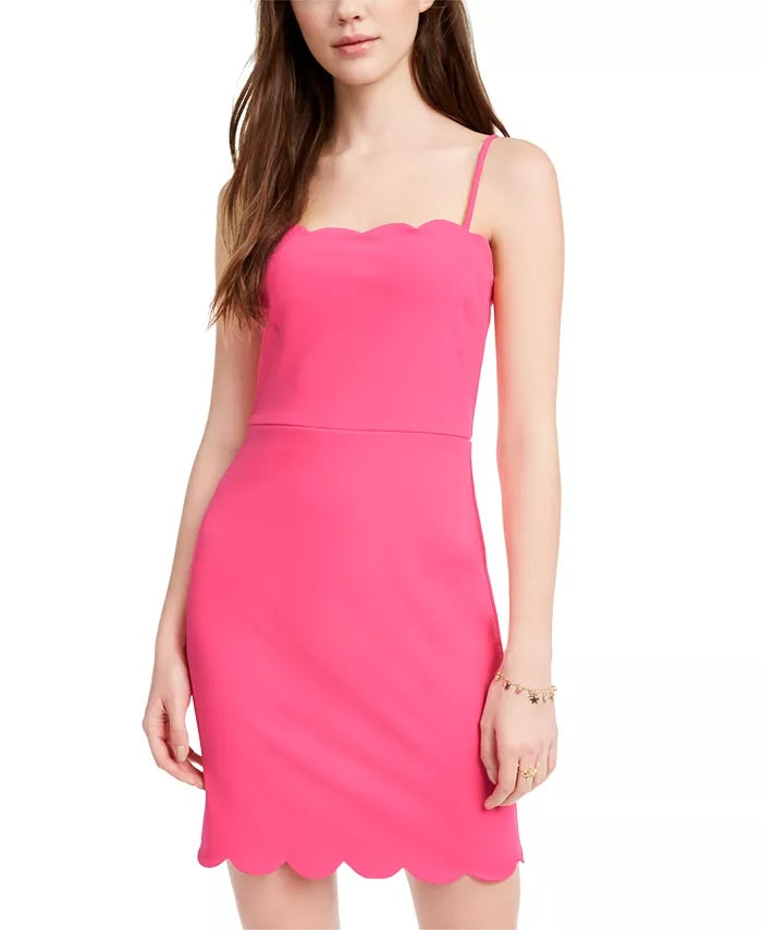 City Studios Junior's Scalloped Bodycon Dress Pink Size 3