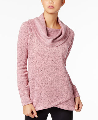 Ideology Women's Cowl Neck Pullover Pink Size XX-Large
