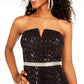City Studios Juniors' Sequined Strapless Fit & Flare Dress Silver Size 7