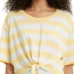 Levi's Women's Fiona Cotton Striped Tie-Front T-Shirt Yellow Size Small