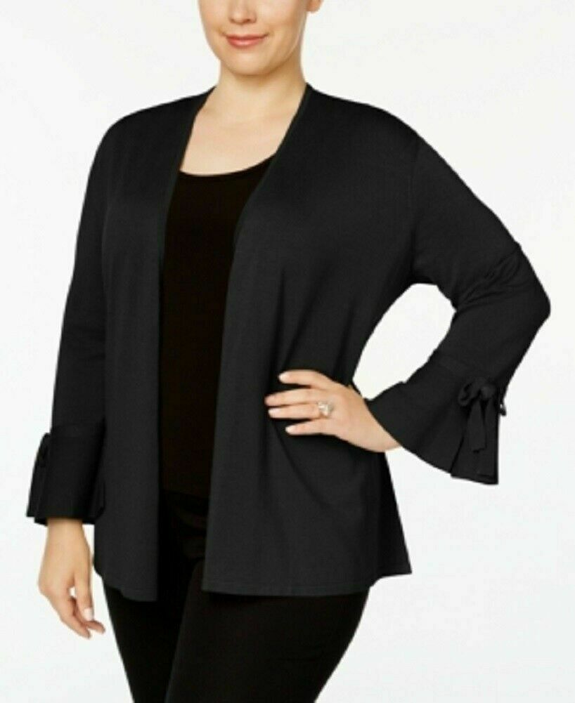 Alfani Women's Tie-Sleeve Cardigan Black Size XX Large