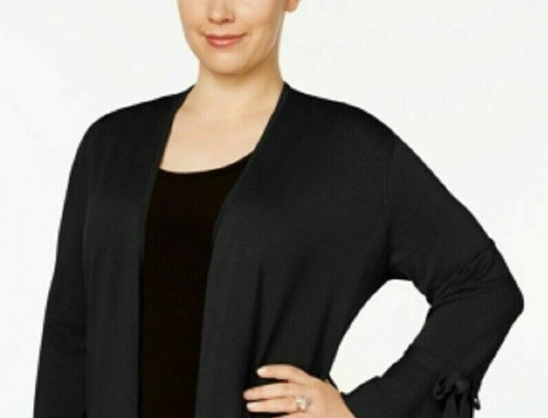 Alfani Women's Tie-Sleeve Cardigan Black Size XX Large