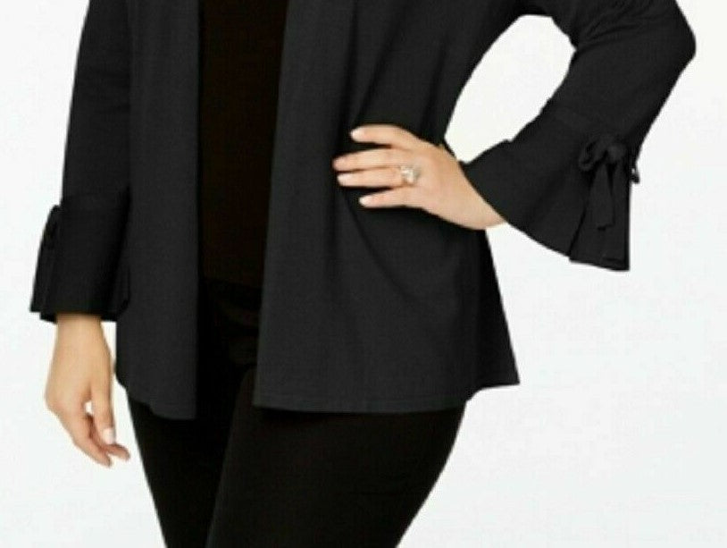 Alfani Women's Tie-Sleeve Cardigan Black Size XX Large