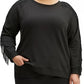Levi's Women's Trendy Reese Fringe-Trim Top Black Size X-Large