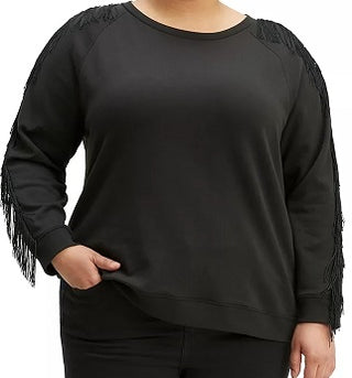 Levi's Women's Trendy Reese Fringe-Trim Top Black Size X-Large